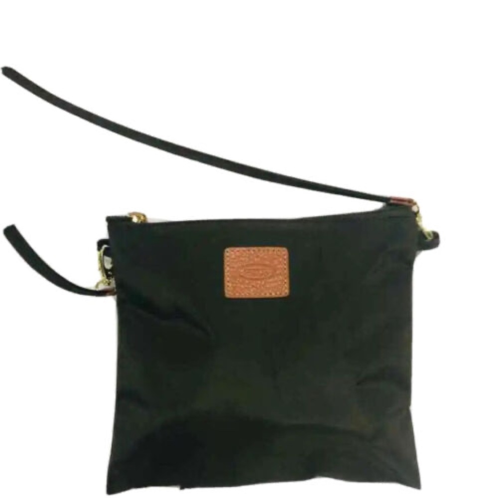 Bric's Canvas Bag Leather Hunter Green Packable Crossbody Strap Logo